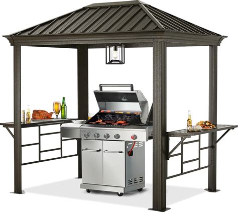 grill metal gazebo|6x8 grill gazebo hard roof.